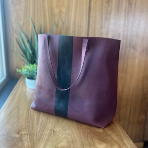 Madewell Paint Stripe Tote in Burgundy